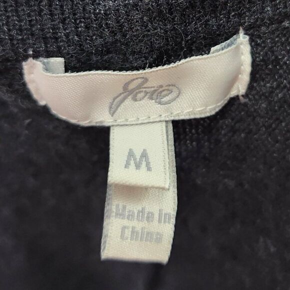 JOIE Real Rabbit Fur Collar Cashmere Wool Slouchy Cardigan M Mob Wife Apres Ski - Picture 9 of 9